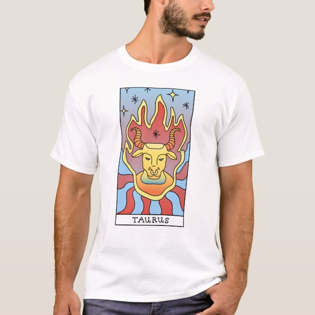 Camiseta Rótulo Taurus Zodiac Resumen Art Vintage  (Anverso)