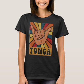 Camiseta Rótulo Tonga retro Shaka Tonga Souvenir Tonga Orgu