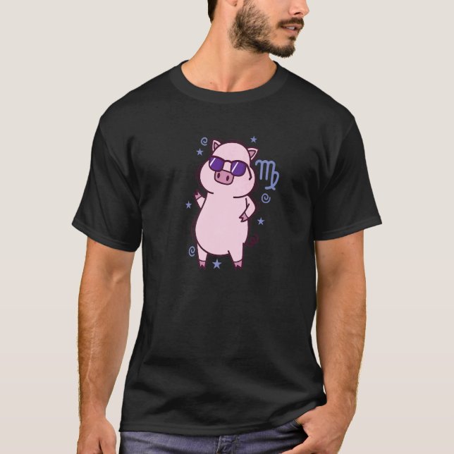 Camiseta Rótulo Virgo Zodiac como cerdito (Anverso)