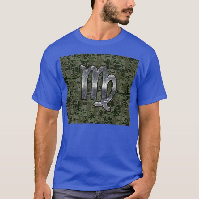 Camiseta Rótulo Virgo Zodiac en camo digital verde oliva (Anverso)