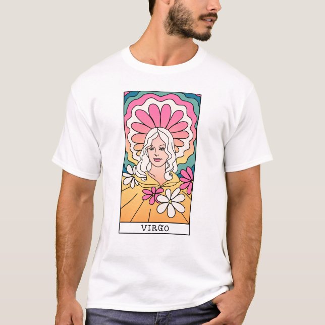 Camiseta Rótulo Virgo Zodiac Resumen Art Vintage  (Anverso)