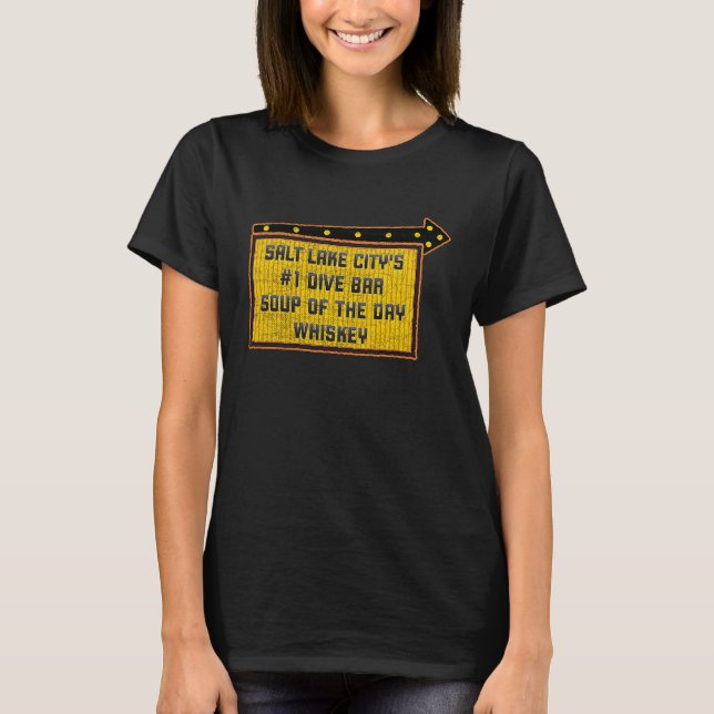 Camiseta Rótulo Whiskey del bar de buceo de Salt Lake City (Anverso)