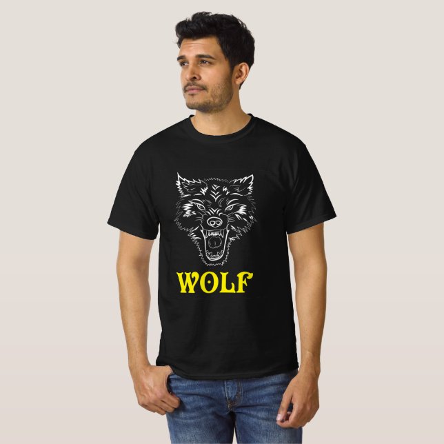 Camiseta Rótulo y símbolo del logotipo Wolf (Anverso completo)