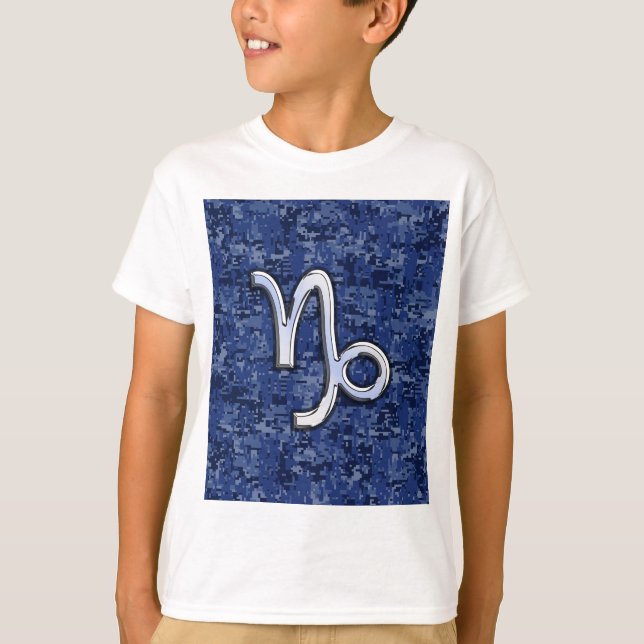 Camiseta Rótulo Zodiac de Capricornio en camuflaje digital  (Anverso)
