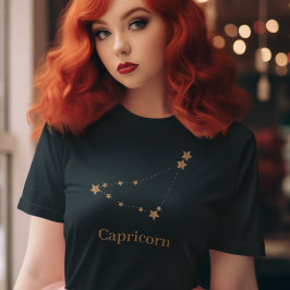Camiseta Rótulo Zodiac moderno Capricornio de oro | Tierra