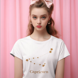 Camiseta Rótulo Zodiac moderno Capricornio de oro | Tierra