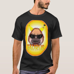 Camiseta Rótulo Zodiac Taurus Monkey Banana