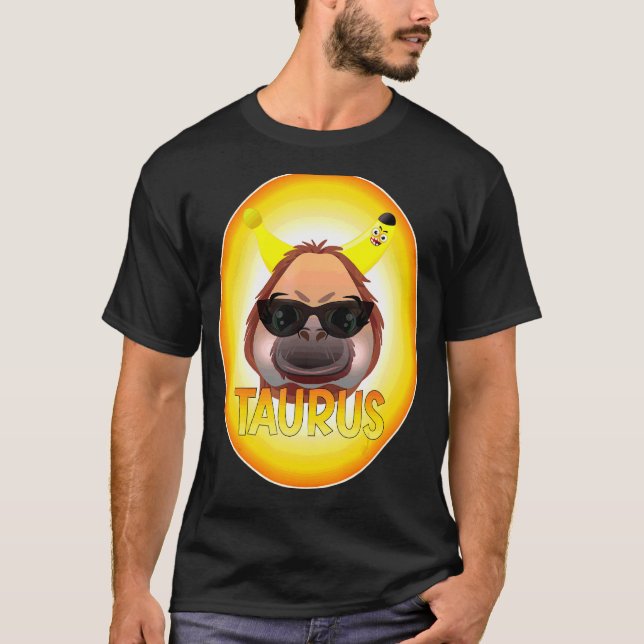 Camiseta Rótulo Zodiac Taurus Monkey Banana (Anverso)