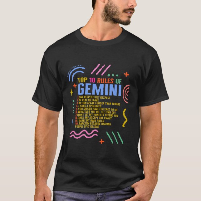 Camiseta Rótulo Zodiaco 10 Reglas Principales De La Astrolo (Anverso)