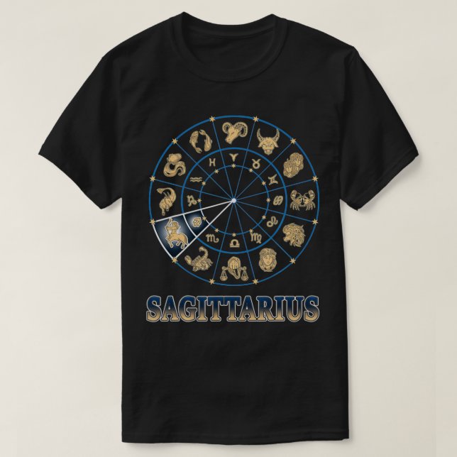 Camiseta Rótulo Zodiaco Ascendente del Horóscopo Ecliptico  (Diseño del anverso)