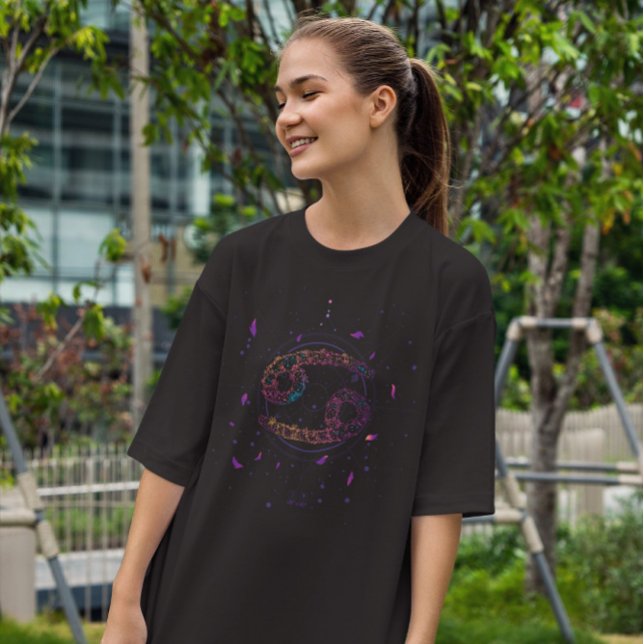 Camiseta Rótulo Zodiaco Floral del Cáncer (Subido por el creador)