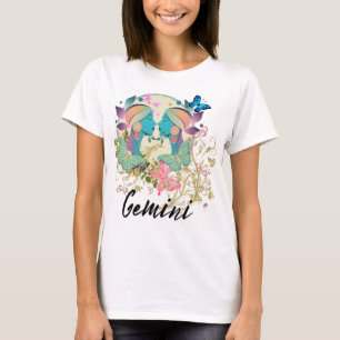 Camiseta Rótulo Zodiaco Gemini Astrología del Horóscopo Fem