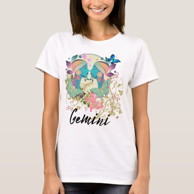 Camiseta Rótulo Zodiaco Gemini Astrología del Horóscopo Fem (Anverso)
