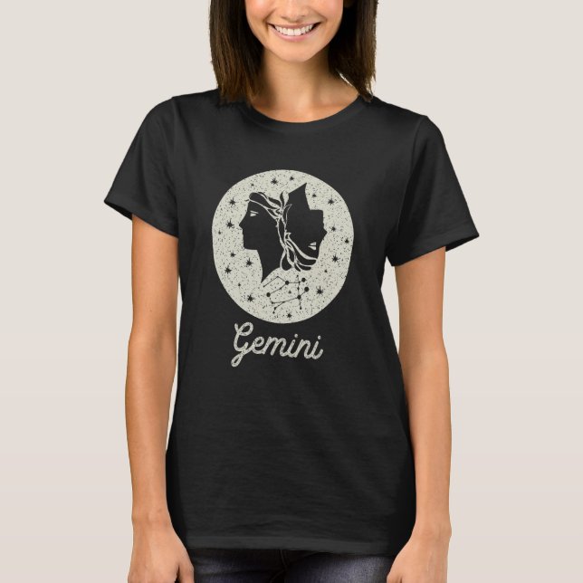 Camiseta Rótulo zodiaco Gemini Gráfica de cumpleaños para h (Anverso)