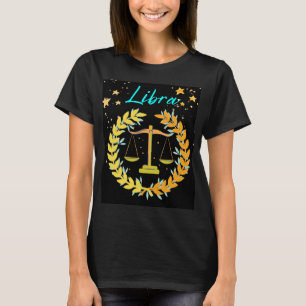Camiseta Rótulo Zodiaco Libra Astrología del Horóscopo Feme