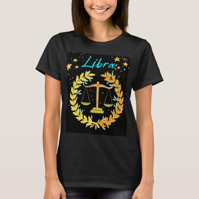Camiseta Rótulo Zodiaco Libra Astrología del Horóscopo Feme (Anverso)