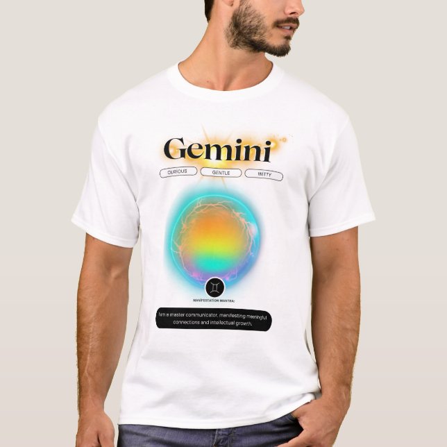 Camiseta Rótulo Zodiaco moderno Elemento Aire De Cita Gemin (Anverso)