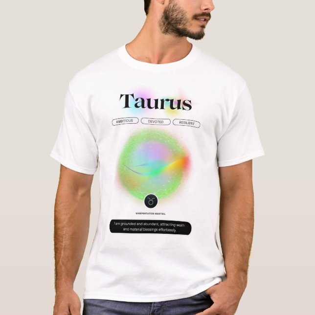 Camiseta Rótulo Zodiaco moderno Taurus Cita Elemento Tierra (Anverso)