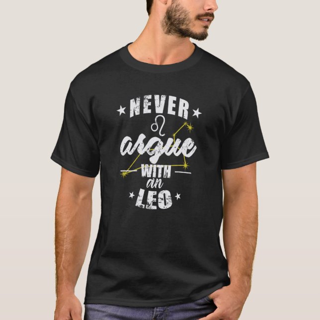Camiseta Rótulo zodiaco Nunca discuto con un León (Anverso)