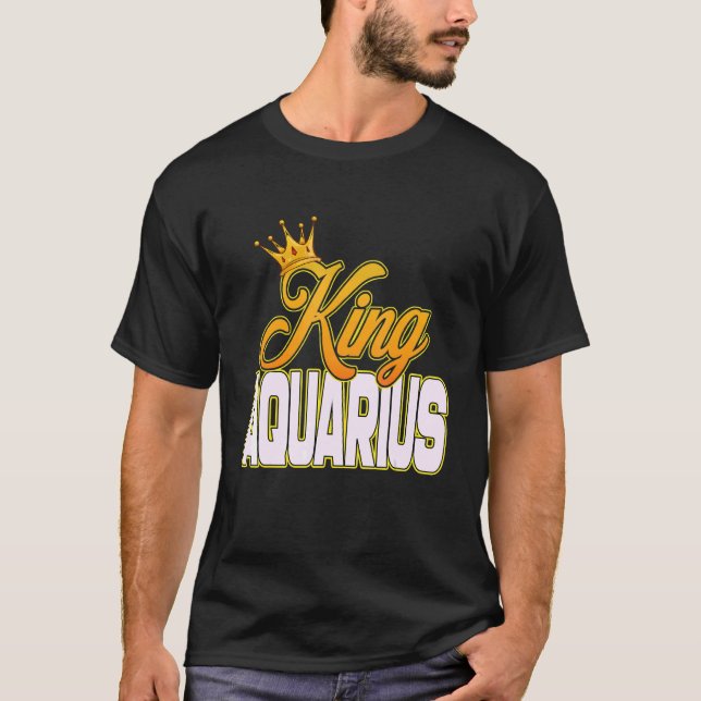 Camiseta Rótulo Zodiaco Rey Aquarius Astrología Horoscopio  (Anverso)