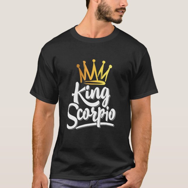 Camiseta Rótulo Zodiaco Rey Escorpio Horóscopo Cumpleaños (Anverso)