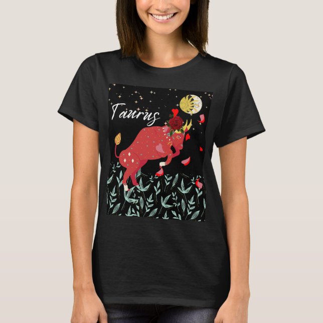 Camiseta Rótulo Zodiaco Taurus Horoscopio Astrología Femeni (Anverso)