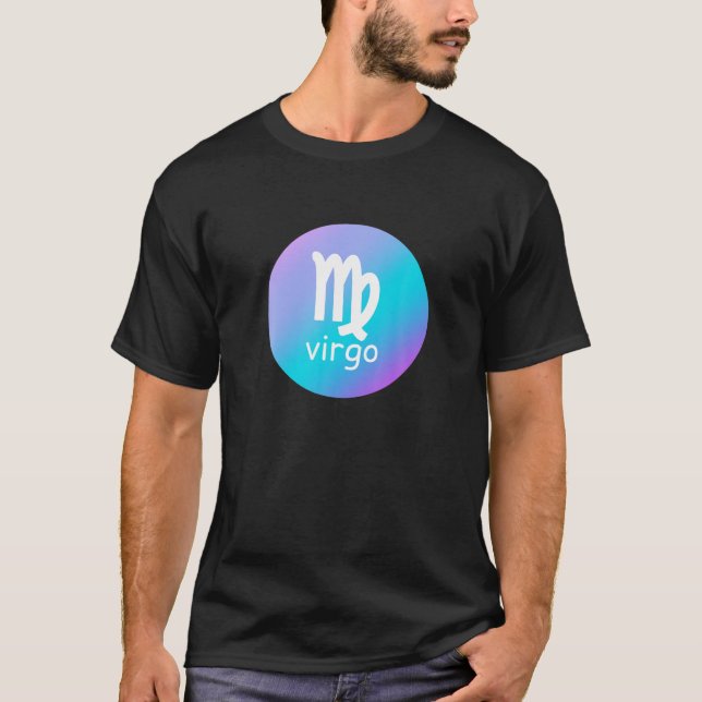Camiseta Rótulo Zodiaco Virgo Azul Púrpura Astrología S (Anverso)
