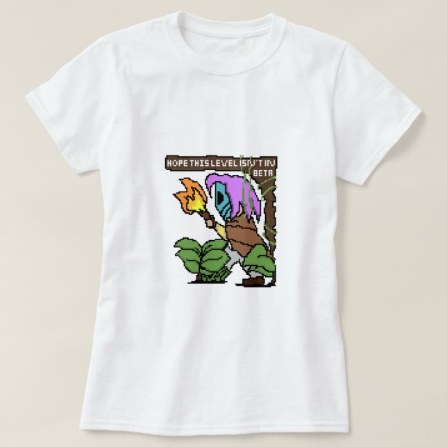 Camiseta Rótulo Zoe Pixel - "¿Nivel Beta?" (Diseño del anverso)