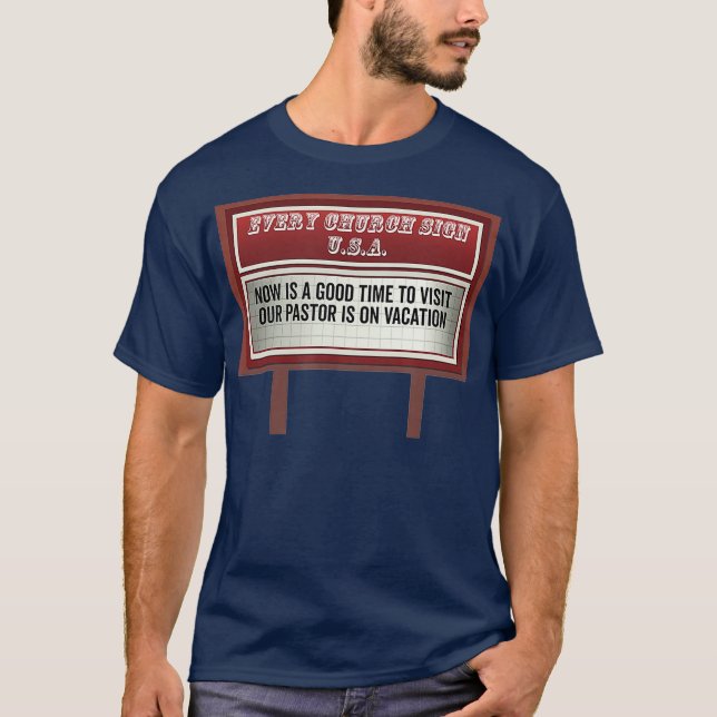 Camiseta Rótulos de pizarra de la Iglesia Divertido pastor  (Anverso)