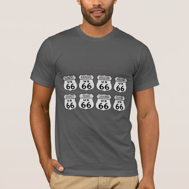 Camiseta Rótulos del estado de la ruta 66 (Anverso)