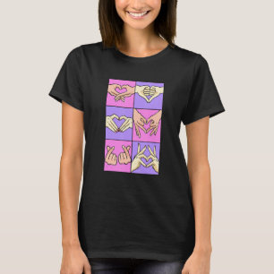 Camiseta Rótulos Heart Hand Lovecore Dedo Coreano Estético