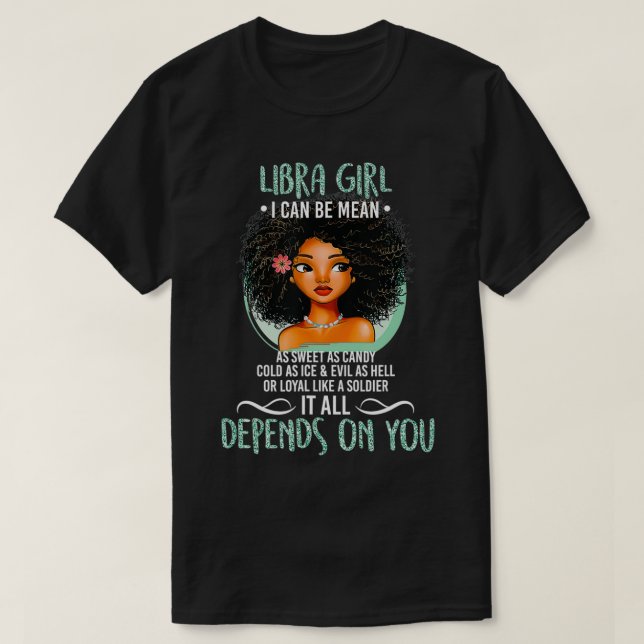 Camiseta Rótulos Libra Zodiac para Chicas afroamericanos y  (Diseño del anverso)