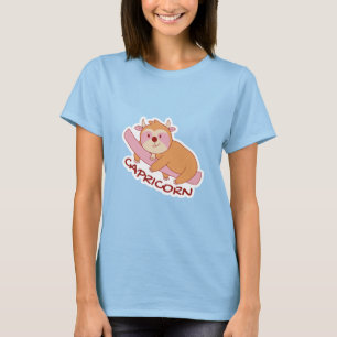 Camiseta Rótulos ZODIAC CON LLUVIA Y CAPRICORN DE CAFÉ