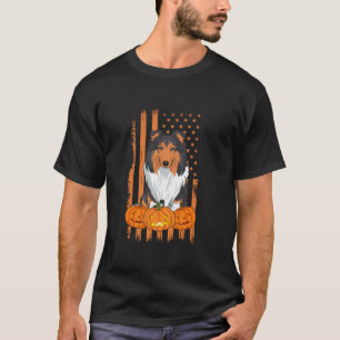 Camiseta Rough Collie Dog Bandera Americana Halloween