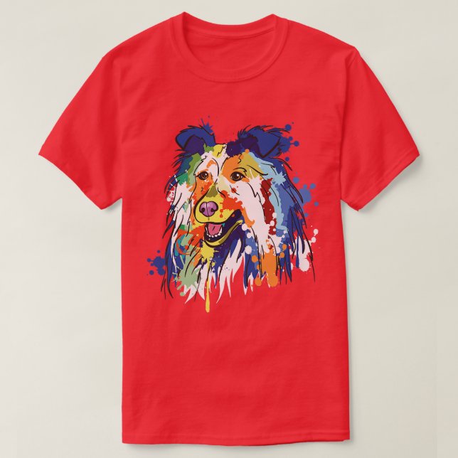 Camiseta Rough Collie Dog Lover Dueño De Perro Splash Art (Diseño del anverso)