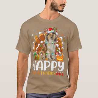Camiseta Rough Collie Dog Navidades de Halloween Feliz Hall