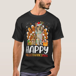 Camiseta Rough Collie Dog Navidades de Halloween Feliz Hall