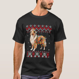 Camiseta Rough Collie Dog Santa Hat Hombres Mujeres Ugly Ch