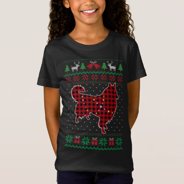 Camiseta Rough Collie Red Plaid Buffalo Gracioso Christma (Anverso)