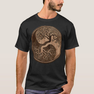 Camiseta Rough Wood Grain Effect Tree of Life Yin Yang