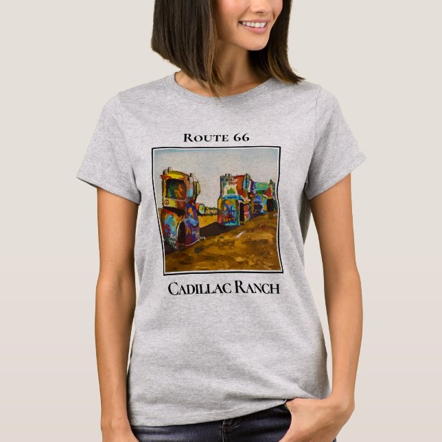 Camiseta Route 66, Cadillac Ranch, Amarillo Texas (Anverso)