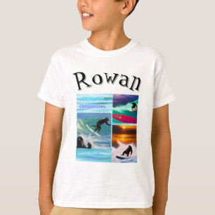 Camiseta Rowan Nombre Con Chimpancés Surfistas,