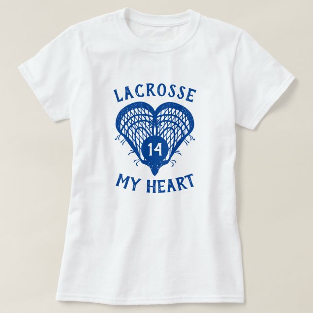 Camiseta Royal Blue Lacrosse My Heart T-Shirt (Diseño del anverso)