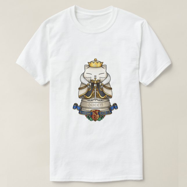 Camiseta Royal Cat Chess Queen Piece (Diseño del anverso)