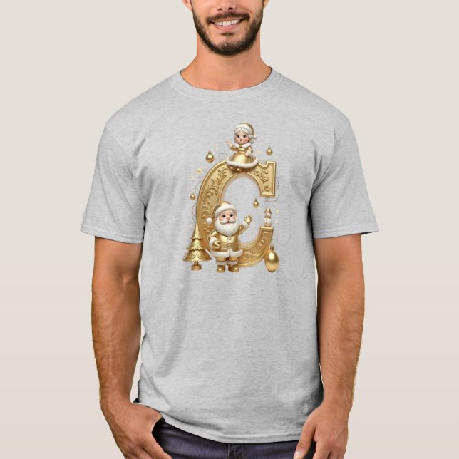 Camiseta Royal Gold C Santa Heather Grey Men's Tee (Anverso)