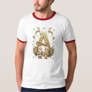 Camiseta Royal Gold Letter A Luxury Christmas Ringer Shirt