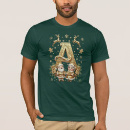 Camiseta Royal Gold Letter A Luxury Forest Green Shirt