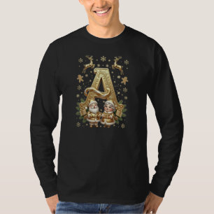 Camiseta Royal Gold Letter A Luxury Long Sleeve Shirt