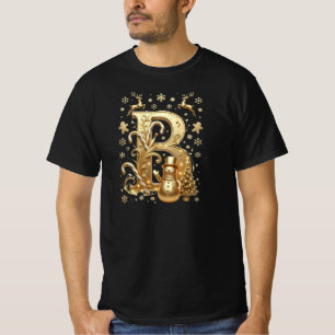 Camiseta Royal Gold Letter B Luxury Snowman Black Shirt