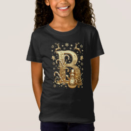 Camiseta Royal Gold Letter B Luxury Snowman Girls Shirt